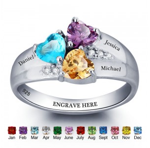 Triple stones Personalized Birthstone Ring JEWJO1793